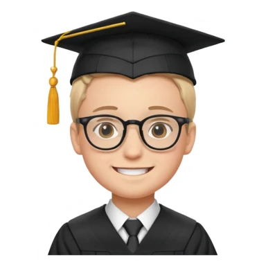 boy with glasses in graduation suit sticker