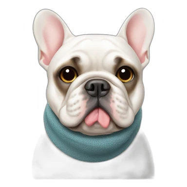 Fat white FRENCH BULLDOg wearing-a-muffler sticker