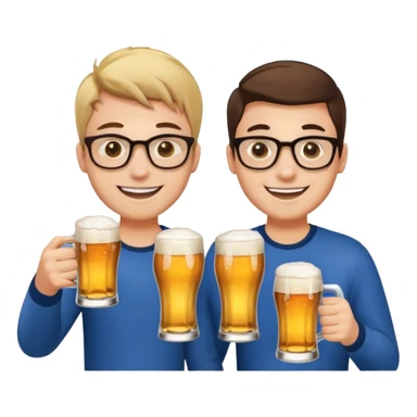 Two young guys holding a glass of beer in their hand and clinking glasses of beer sticker