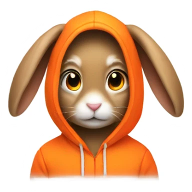 Bunny wearing a neon orange hoodie sticker