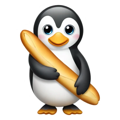 Cute penguin holding French baguette  sticker