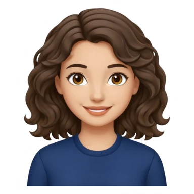 A brunette wavy hair girl, with fair/olive skin, simple makeup wearing navy blue clothes sticker