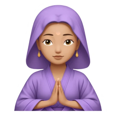 peaceful woman meditating, close-up face, wearing lavender Buddhist robe sticker