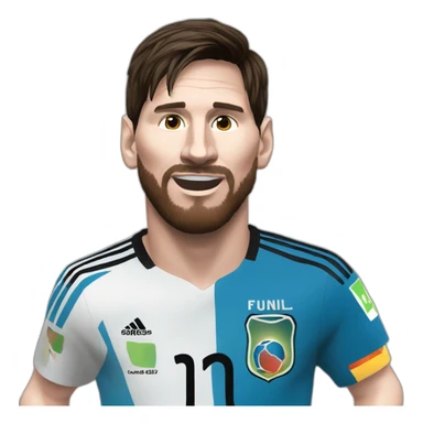 Lionel Messi with the world cup  sticker