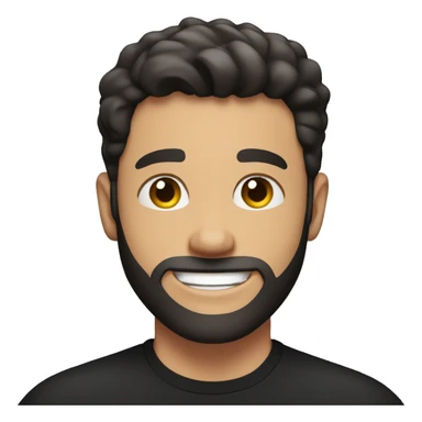 white Young man, with black short hair, and a faded beard, smiling really happy, and muscular but with a black t shirt on sticker