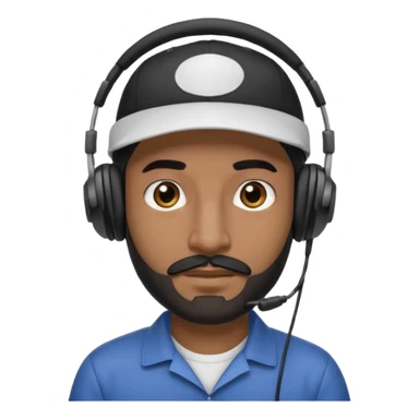 arabic streamer man with short black beard, short black mustache, black eyebrows, and a cap, wearing headphones sticker