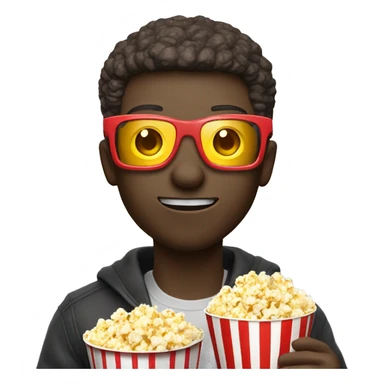 guy with popcorn with 3d glasses watching movie sticker