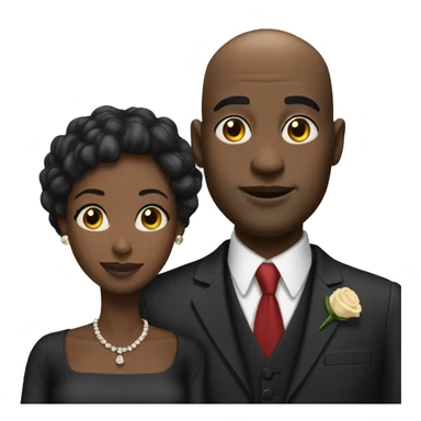Bald black man next to his black wife wearing formal clothing sticker