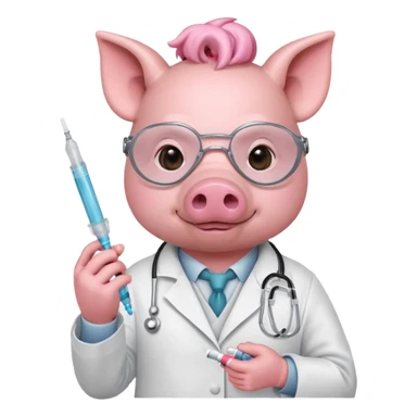 Pig doctor with mask and syringe.














 sticker
