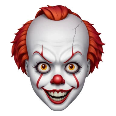 create a scary pennywise clown with cracks on his forehead sticker