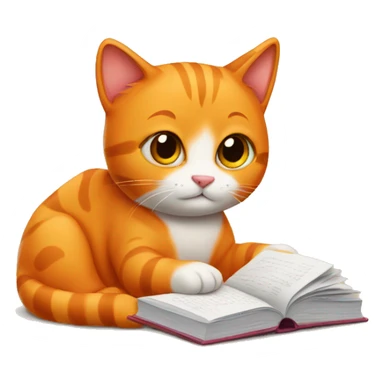 cute orange cat studying sticker