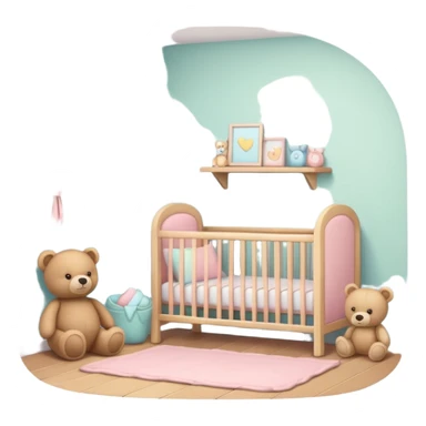 Cozy baby room with crib and teddy bear sticker