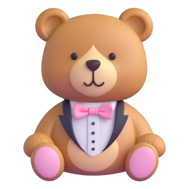 teddy bear with light pink bow tie sticker