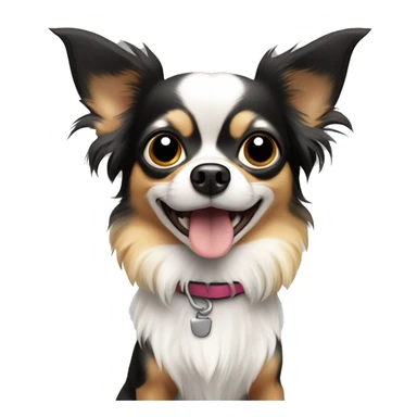 black white and tan long-haired chihuahua looking surprised sticker