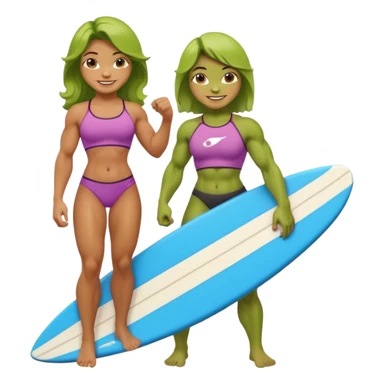 hulk Girl with surfboard sticker