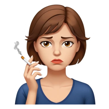 tired woman with brown hair smoking a cigarette looking fed up and exhausted sticker