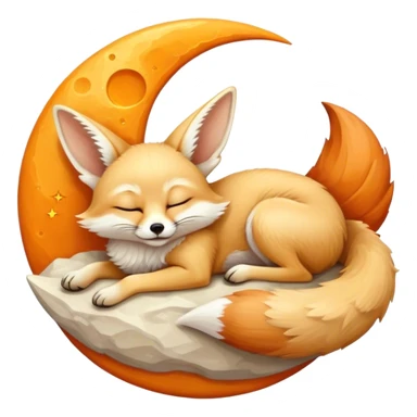 fennec sleeping on a moon sickle  sticker