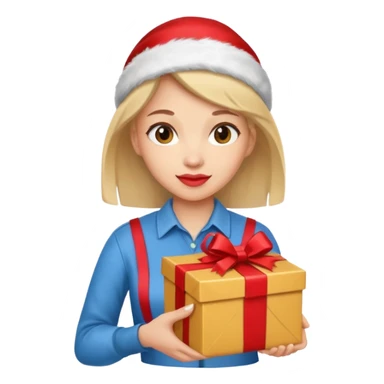 woman courier holding gift box sticker