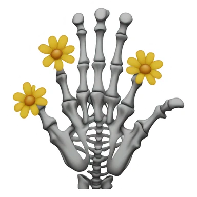Skeleton hand holding flower outline sticker