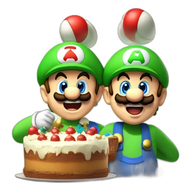 Mario and luigi cheering a cake sticker