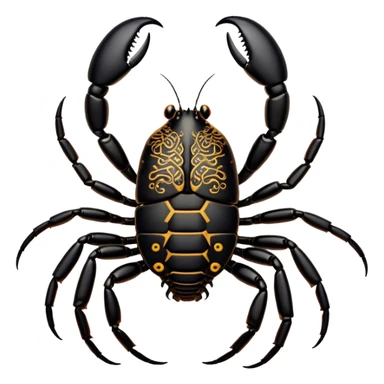 Cinematic Cute Emperor Scorpion Portrait Emoji, Head tilted playfully and inquisitively, with a compact, rugged build and a sleek, dark exoskeleton highlighted by delicate, intricate patterns and round, sparkling eyes full of curious defiance, Simplified yet irresistibly adorable features, highly detailed, glowing with a warm, friendly glow, high shine, affectionate and quirky, stylized with a touch of desert whimsy, soft glowing outline, capturing the essence of a mischievous yet endearing scorpion that feels like it could pinch its way out of the screen into your arms! sticker
