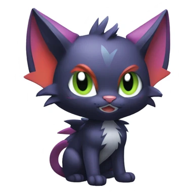 Cool Cute Edgy Chibi Cat-Noibat-Noivern-Litten-Pokémon-Fakémon-hybrid sticker