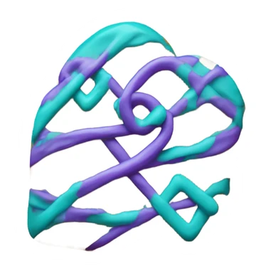 Cookie heart with teal purple awareness ribbon sticker