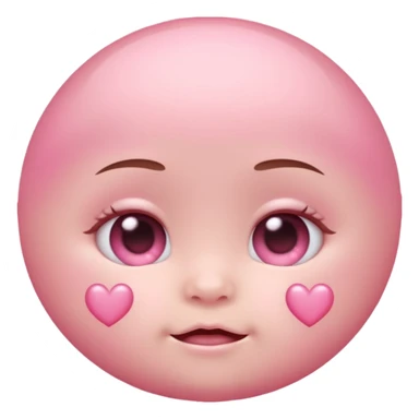 a baby pastel pink love face emoji with pink hearts in the eyes and a glowing baby pink gradient behind it  sticker