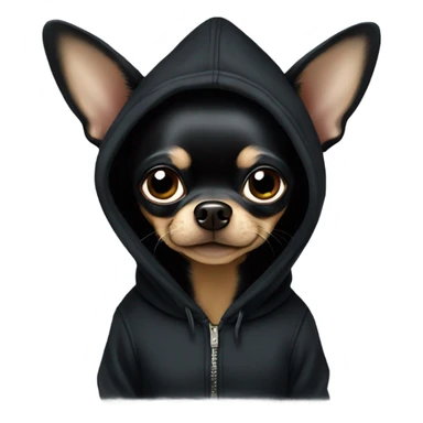 Black chihuahua in a black hoodie  sticker