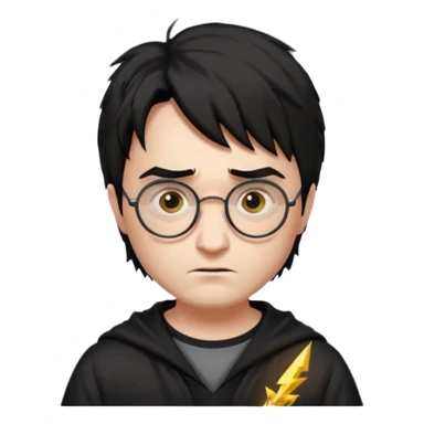 Harry Potter a pale white with shaggy black hair, glasses with a lightning-shaped scar on his forehead. He goes to Hogwarts School of Witchcraft and Wizardry to learn the magic of the wizarding world. sticker
