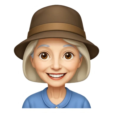elderly woman with hat sticker