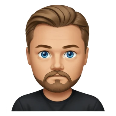 a good looking like leonardo di caprio blue eyes, beard, mustache, a black shirt, green not blue eyes, hair tied to the back sticker