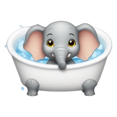 baby elephant having a bath in a white bathtub with 2 little yellow rubber ducks sticker