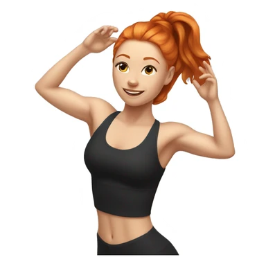 Ginger hair girl with very aesthetic gym outfit practicing aerial yoga sticker