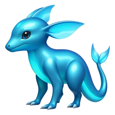 Shiny glowing bioluminescent fluorescent iridescent dark brightly neon shiny glossy alloy futuristic Amaura-Gible-Purloin-Pokémon (full body) sticker