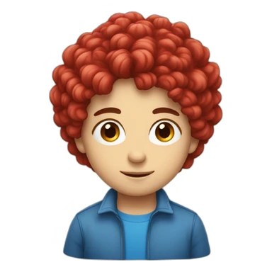 un garcon aux yeux bleu et au cheveux bouclé de couleur rouge qui dit bonjoour de la main sticker