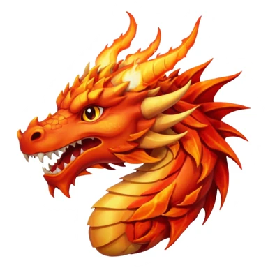 Fire dragon breathing fire, simplified Google Facebook art style, Only head, no lower body. sticker