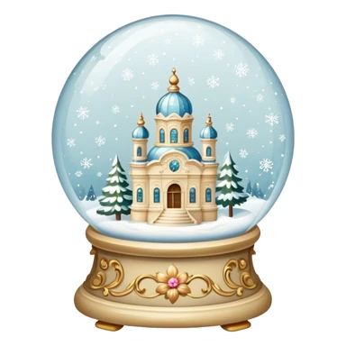 vintage rococo beige dainty floral snow globe sticker