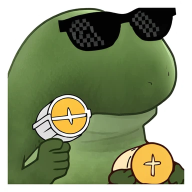 A piece of the Eucharist they serve at church with sunglasses on  sticker