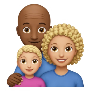 Papá calvo moreno, hija rizada y mamá rubia sticker