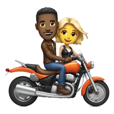 Man with a good looking girl riding on a motorcycle  sticker