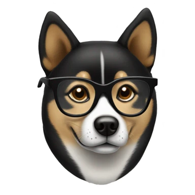 Black Shiba Inu wearing glasses  sticker