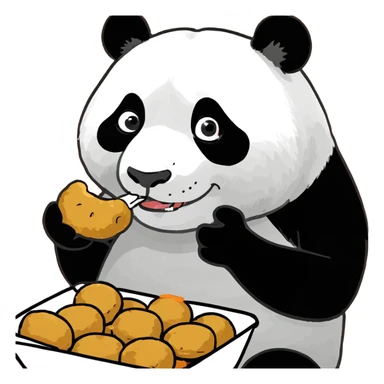 Panda eating chicken nuggets  sticker