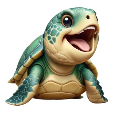 Cinematic Realistic Cute Yawning Sea Turtle Portrait Emoji, Head tilted slightly with a dramatic, wide-open yawn, showcasing a soft, textured shell and a tender, aged face with half-closed, drowsy eyes, rendered with natural shadows and delicate detail; high shine, relaxed yet expressive, styled with a dash of oceanic charm, soft glowing outline, capturing the essence of a sleepy yet affectionate sea turtle that appears ready to stretch out and drift into a peaceful nap! sticker
