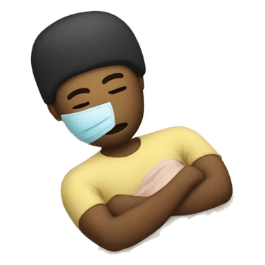 A man have mask and sleeping on bed sticker