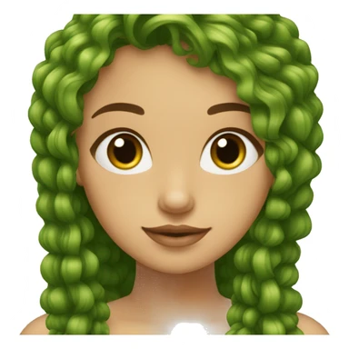 Chica morena con el pelo rizado y castaño con ojos verdes sticker