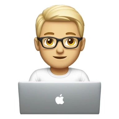 white-skinned male product designer sitting with macbook sticker