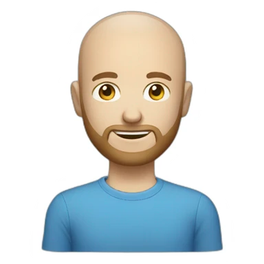 white male with small beard and almost bald  smart casual blue shirt holding money sticker