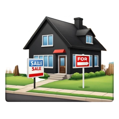 pic of house with for sale sign in yard, next to a bank sticker