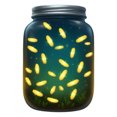 Realistic glowing jar filled with fireflies sticker